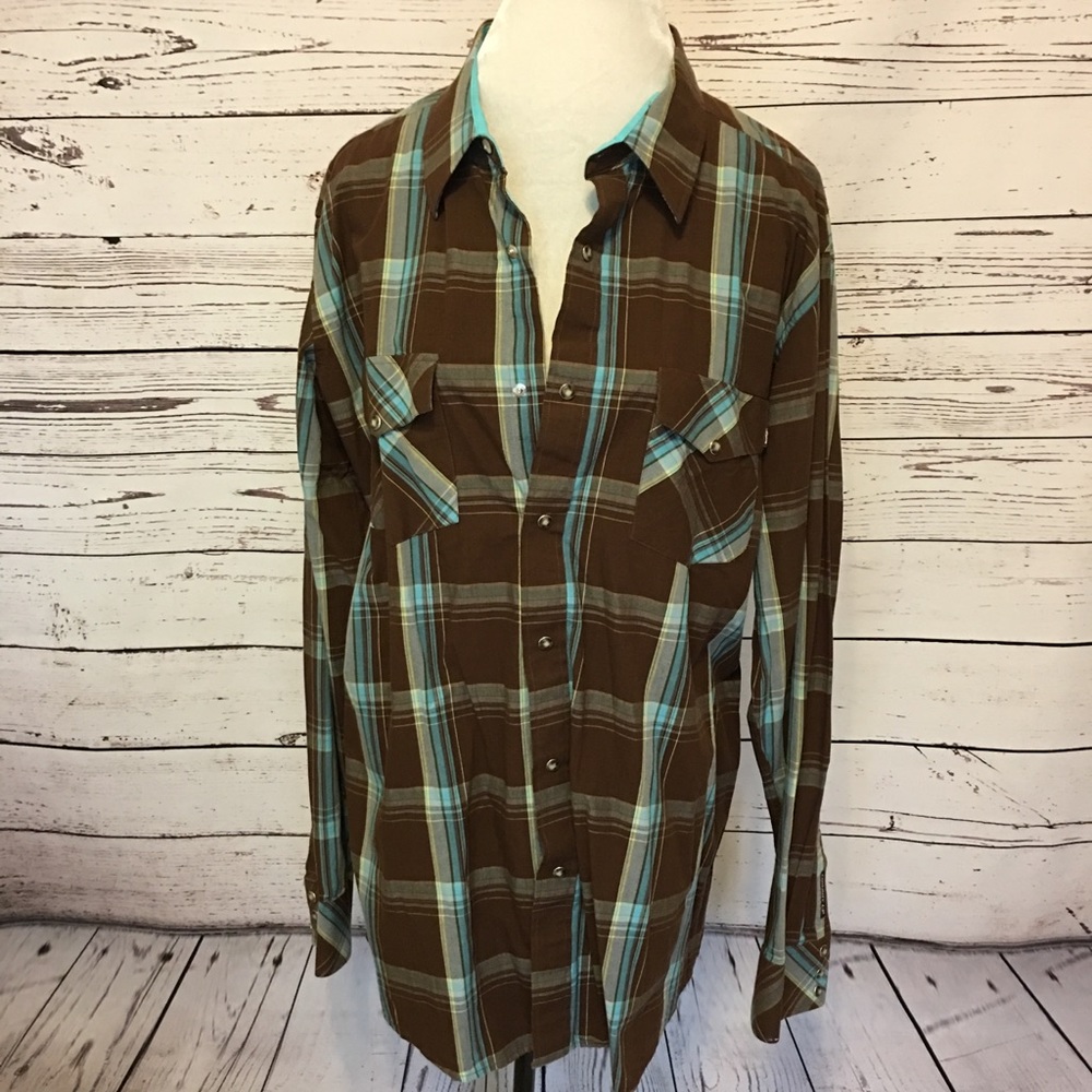 NWT Cowboy Up Turquoise Plaid Shirt